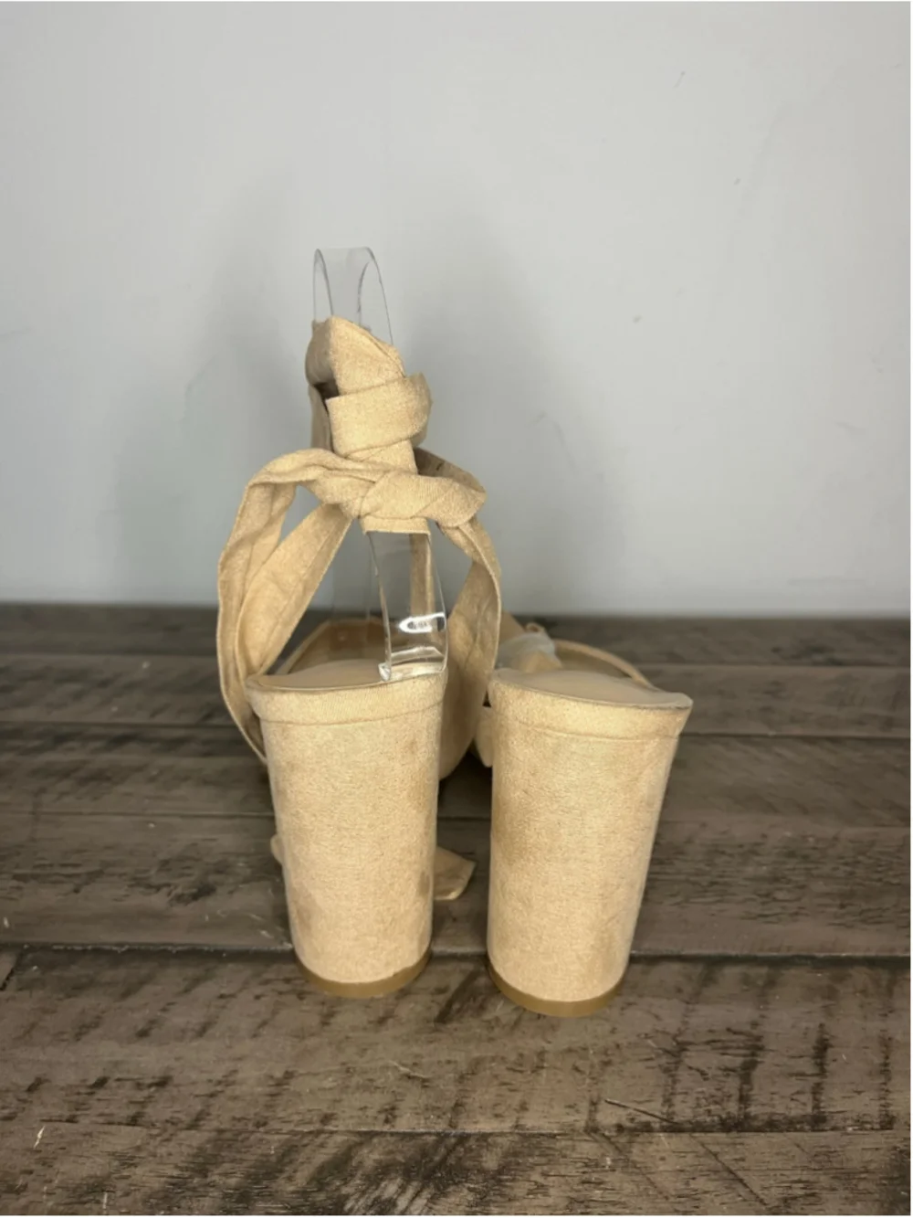 Lulus Beige Lace-Up Block Heel Sandals